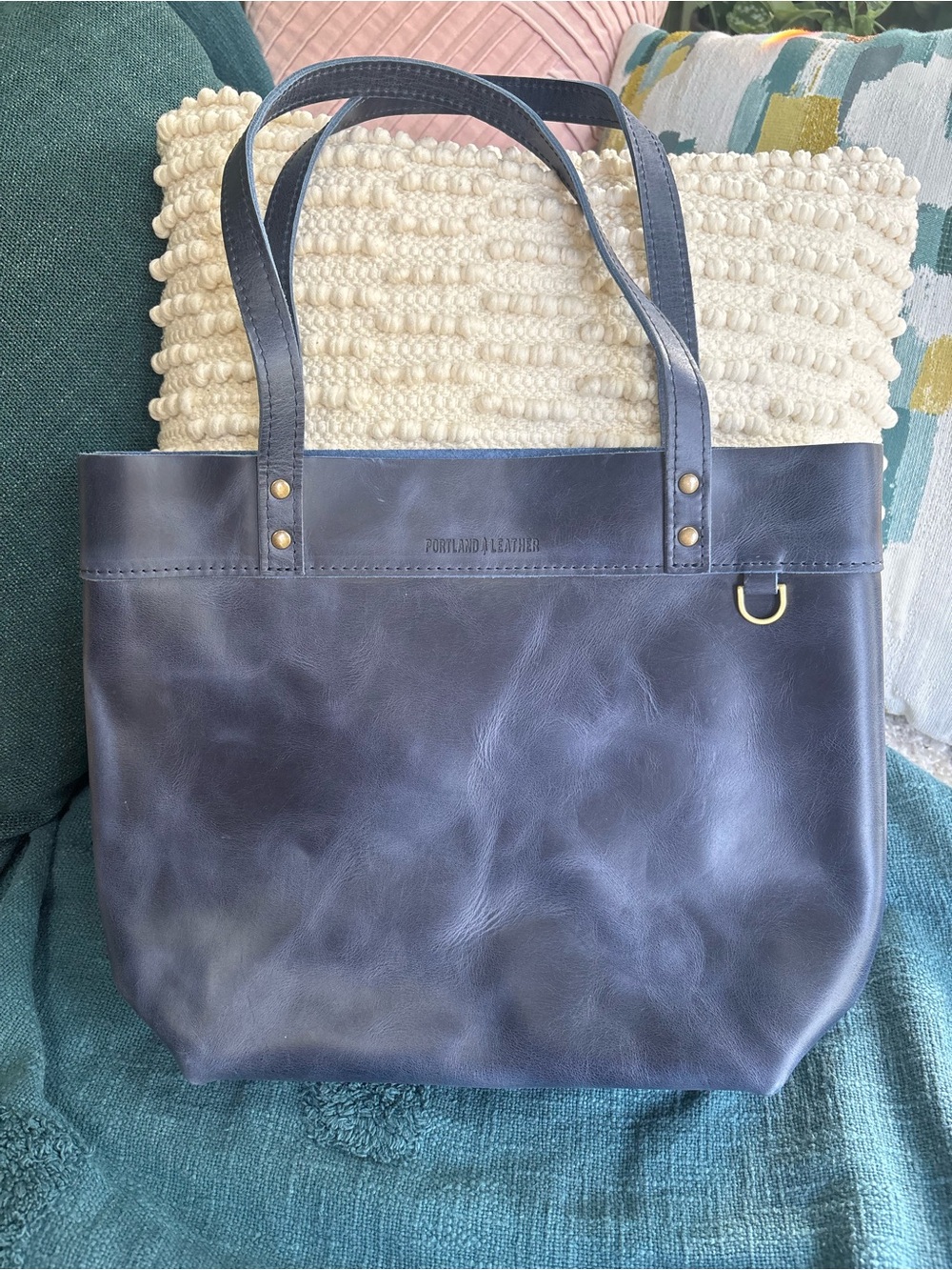 Portland Leather Cowboy Blue Medium  Leather Tote